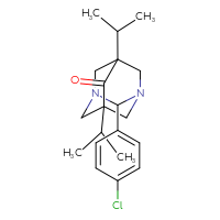 Chemical structure of 2-(4-chlorophenyl)-5,7-bis(propan-2-yl)-1,3-diazatricyclo[3.3.1.1³,⁷]decan-6-one - CSSB00121635207