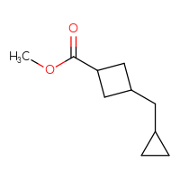 Chemical structure of methyl 3-(cyclopropylmethyl)cyclobutane-1-carboxylate - CSSB00153778533