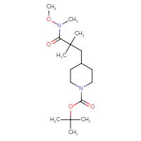 Chemical structure of tert-butyl 4-{2-[methoxy(methyl)carbamoyl]-2,2-dimethylethyl}piperidine-1-carboxylate - CSSB21151590024
