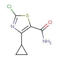 Chemical structure of 2-chloro-4-cyclopropyl-1,3-thiazole-5-carboxamide - CSSB00134715716