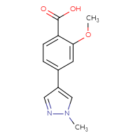 Chemical structure of 2-methoxy-4-(1-methyl-1H-pyrazol-4-yl)benzoic acid - CSSB01430193872