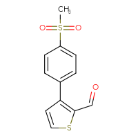 Chemical structure of 3-(4-methanesulfonylphenyl)thiophene-2-carbaldehyde - CSSB02150211003