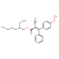 Chemical structure of 2-ethylhexyl 2-cyano-3-(4-methoxyphenyl)-3-phenylprop-2-enoate - CSSB06354213056