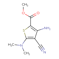 Chemical structure of methyl 3-amino-4-cyano-5-(dimethylamino)thiophene-2-carboxylate - CSSB00011219786