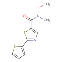 Chemical structure of N-methoxy-N-methyl-2-(thiophen-2-yl)-1,3-thiazole-5-carboxamide - CSSB01395046731
