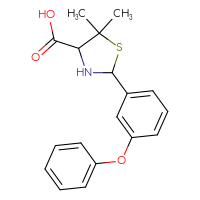 Chemical structure of 5,5-dimethyl-2-(3-phenoxyphenyl)-1,3-thiazolidine-4-carboxylic acid - CSSB00025736522