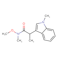 Chemical structure of N-methoxy-N-methyl-2-(1-methyl-1H-indol-3-yl)propanamide - CSSB02000549207