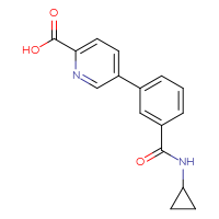 Chemical structure of 5-[3-(cyclopropylcarbamoyl)phenyl]pyridine-2-carboxylic acid - CSSB00150703585