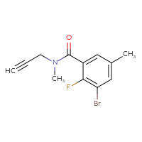 Chemical structure of 3-bromo-2-fluoro-N,5-dimethyl-N-(prop-2-yn-1-yl)benzamide - CSSB00122620617