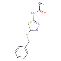 Chemical structure of N-[5-(benzylsulfanyl)-1,3,4-thiadiazol-2-yl]acetamide - CSSB00025834879