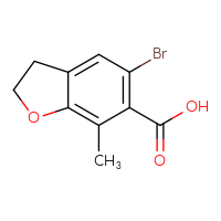 Chemical structure of 5-bromo-7-methyl-2,3-dihydro-1-benzofuran-6-carboxylic acid - CSSB20563221871