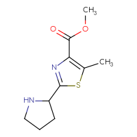 Chemical structure of methyl 5-methyl-2-(pyrrolidin-2-yl)-1,3-thiazole-4-carboxylate - CSSB00000723298