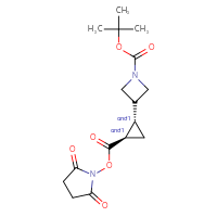 Chemical structure of rac-tert-butyl 3-[(1R,2S)-2-{[(2,5-dioxopyrrolidin-1-yl)oxy]carbonyl}cyclopropyl]azetidine-1-carboxylate - CSSB20270488307