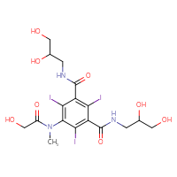 Chemical structure of N1,N3-bis(2,3-dihydroxypropyl)-5-(2-hydroxy-N-methylacetamido)-2,4,6-triiodobenzene-1,3-dicarboxamide - CSSB00000053750