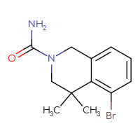 Chemical structure of 5-bromo-4,4-dimethyl-1,2,3,4-tetrahydroisoquinoline-2-carboxamide - CSSB06851676753
