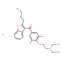 Chemical structure of {2-[4-(2-butyl-1-benzofuran-3-carbonyl)-2,6-diiodophenoxy]ethyl}diethylamine hydrochloride - CSSB00015192509