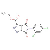 Chemical structure of ethyl 5-(2,4-dichlorophenyl)-4,6-dioxo-1H,3aH,4H,5H,6H,6aH-pyrrolo[3,4-c]pyrazole-3-carboxylate - CSSB00025739232