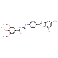 Chemical structure of 1-[4-(5,7-dimethyl-1,3-benzoxazol-2-yl)phenyl]-3-(3,4,5-trimethoxybenzoyl)thiourea - CSSB00121706428