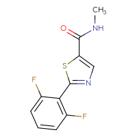 Chemical structure of 2-(2,6-difluorophenyl)-N-methyl-1,3-thiazole-5-carboxamide - CSSB01998186114