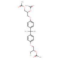 Chemical structure of (2R)-1-(acetyloxy)-3-[4-(2-{4-[(2S)-2-(acetyloxy)-3-chloropropoxy]phenyl}propan-2-yl)phenoxy]propan-2-yl acetate - CSSB02495333038