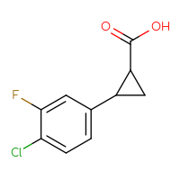 Chemical structure of 2-(4-chloro-3-fluorophenyl)cyclopropane-1-carboxylic acid - CSSB00011518953