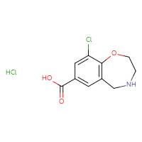 Chemical structure of 9-chloro-2,3,4,5-tetrahydro-1,4-benzoxazepine-7-carboxylic acid hydrochloride - CSSB21043406870