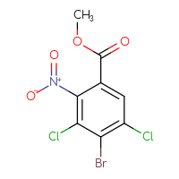 Chemical structure of methyl 4-bromo-3,5-dichloro-2-nitrobenzoate - CSSB06657163592