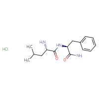 Chemical structure of (2S)-2-amino-N-[(1S)-1-carbamoyl-2-phenylethyl]-4-methylpentanamide hydrochloride - CSSB00102634372