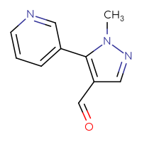 Chemical structure of 1-methyl-5-(pyridin-3-yl)-1H-pyrazole-4-carbaldehyde - CSSB00010629865