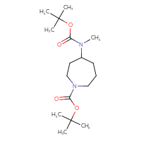 Chemical structure of tert-butyl 4-{[(tert-butoxy)carbonyl](methyl)amino}azepane-1-carboxylate - CSSB00116683995