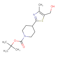 Chemical structure of tert-butyl 4-[5-(hydroxymethyl)-4-methyl-1,3-thiazol-2-yl]piperidine-1-carboxylate - CSSB00010177840