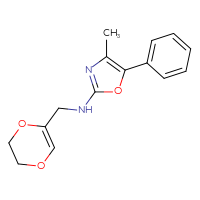 Chemical structure of N-[(5,6-dihydro-1,4-dioxin-2-yl)methyl]-4-methyl-5-phenyl-1,3-oxazol-2-amine - CSSB15156904915
