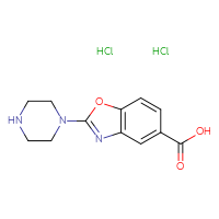 Chemical structure of 2-(piperazin-1-yl)-1,3-benzoxazole-5-carboxylic acid dihydrochloride - CSSB21189751313