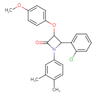 Chemical structure of 4-(2-chlorophenyl)-1-(3,4-dimethylphenyl)-3-(4-methoxyphenoxy)azetidin-2-one - CSSB00121730283