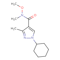 Chemical structure of 1-cyclohexyl-N-methoxy-N,3-dimethyl-1H-pyrazole-4-carboxamide - CSSB21151593262