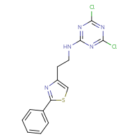 Chemical structure of 4,6-dichloro-N-[2-(2-phenyl-1,3-thiazol-4-yl)ethyl]-1,3,5-triazin-2-amine - CSSB21332060230