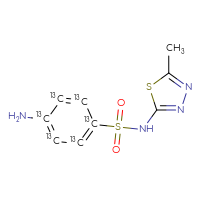 Chemical structure of 4-amino-N-(5-methyl-1,3,4-thiadiazol-2-yl)(1,2,3,4,5,6-¹³C₆)benzene-1-sulfonamide - CSSB00159257806