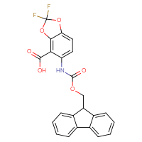 Chemical structure of 5-({[(9H-fluoren-9-yl)methoxy]carbonyl}amino)-2,2-difluoro-2H-1,3-benzodioxole-4-carboxylic acid - CSSB06638876775
