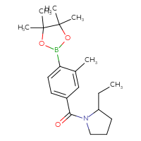 Chemical structure of 2-ethyl-1-[3-methyl-4-(4,4,5,5-tetramethyl-1,3,2-dioxaborolan-2-yl)benzoyl]pyrrolidine - CSSB02533515766