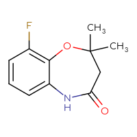 Chemical structure of 9-fluoro-2,2-dimethyl-2,3,4,5-tetrahydro-1,5-benzoxazepin-4-one - CSSB00013358230
