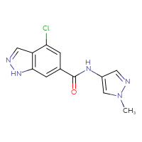 Chemical structure of 4-chloro-N-(1-methyl-1H-pyrazol-4-yl)-1H-indazole-6-carboxamide - CSSB06477084253