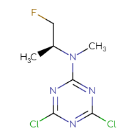 Chemical structure of 4,6-dichloro-N-[(2S)-1-fluoropropan-2-yl]-N-methyl-1,3,5-triazin-2-amine - CSSB02516979335