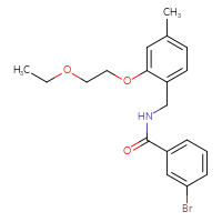 Chemical structure of 3-bromo-N-{[2-(2-ethoxyethoxy)-4-methylphenyl]methyl}benzamide - CSSB00325575087