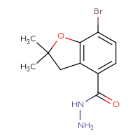 Chemical structure of 7-bromo-2,2-dimethyl-2,3-dihydro-1-benzofuran-4-carbohydrazide - CSSB21151597642