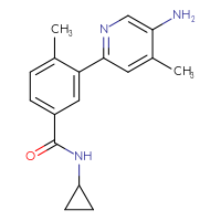 Chemical structure of 3-(5-amino-4-methylpyridin-2-yl)-N-cyclopropyl-4-methylbenzamide - CSSB21253047323