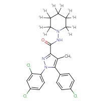 Chemical structure of 5-(4-chlorophenyl)-1-(2,4-dichlorophenyl)-4-methyl-N-[(2,2,3,3,4,4,5,5,6,6-²H₁₀)piperidin-1-yl]-1H-pyrazole-3-carboxamide - CSSB00161154528