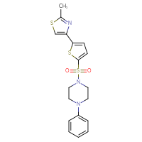 Chemical structure of 1-{[5-(2-methyl-1,3-thiazol-4-yl)thiophen-2-yl]sulfonyl}-4-phenylpiperazine - CSSB00046143683