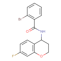 Chemical structure of 2-bromo-N-(7-fluoro-3,4-dihydro-2H-1-benzopyran-4-yl)benzamide - CSSB21432462665