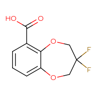 Chemical structure of 3,3-difluoro-3,4-dihydro-2H-1,5-benzodioxepine-6-carboxylic acid - CSSB20620690672