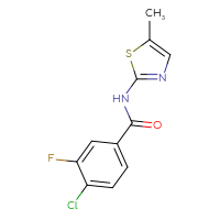 Chemical structure of 4-chloro-3-fluoro-N-(5-methyl-1,3-thiazol-2-yl)benzamide - CSSB01999077503
